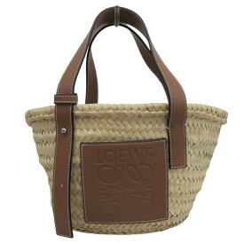 【中古】 ロエベ LOEWE バスケットバッグ スモール トートバッグ かごバッグ ラフィア/レザー ナチュラル/タン 327.02.S93 新入荷 OB2840
