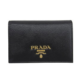 【中古】 プラダ PRADA 二つ折り財布 コンパクトウォレット サフィアーノ レザー ブラック 1MV021 新入荷 OBB0667