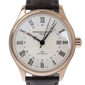 【中古】 フレデリック・コンスタント FREDERIQUE CONSTANT クラシック GMT メンズ 自動巻き GP 革 シルバー文字盤 FC-350MC5B4 新入荷 OW0483