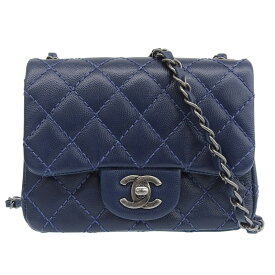【中古】 シャネル CHANEL ミニマトラッセ 20 ショルダーバッグ チェーンショルダー キャビアスキン ネイビー 23番台 新入荷 CH1090