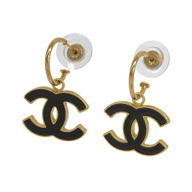 【中古】 シャネル CHANEL ココマーク ピアス GP ブラック ゴールド色 02A 新入荷 CH1096