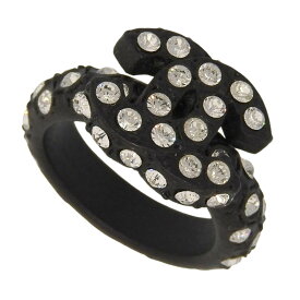 【中古】 シャネル CHANEL ココマーク ラインストーン リング ブラック 12.5号 02A 新入荷 CH1101