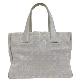 【中古】 シャネル CHANEL ニュートラベルラインMM トートバッグ キャンバス/レザー シルバー系 10番台 新入荷 CH1130