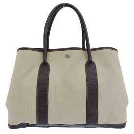 【中古】 エルメス HERMES ガーデンパーティPM トートバッグ ブッフル/トワルアッシュ ベージュ/ブラウン T刻印 2015年 新入荷 HE1152