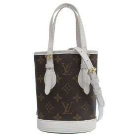 【中古】 ルイヴィトン LOUIS VUITTON モノグラム LVマッチ ナノ バケット 2WAY ショルダーバッグ ハンドバッグ ホワイト M81489 新入荷 LV1755