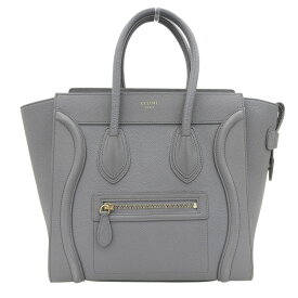 【中古】 セリーヌ CELINE ラゲージ マイクロショッパー ハンドバッグ レザー グレー 新入荷 OB2646