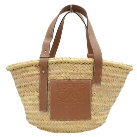 【中古】 ロエベ LOEWE バスケットバッグ ミディアム トートバッグ かごバッグ ラフィア/レザー ナチュラル/タン A223S92XAX 新入荷 OB2648