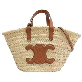 【中古】 セリーヌ CELINE ティーン クラシック パニエ 2WAYトート かごバッグ ラフィア/レザー ナチュラル/タン 113832EFA.04LU 新入荷 OB2649