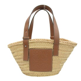 【中古】 ロエベ LOEWE バスケットバッグ スモール トートバッグ かごバッグ ラフィア/レザー ナチュラル/タン 327.02.S93 新入荷 OB2667