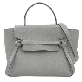 【中古】 セリーヌ CELINE ベルトバッグ マイクロ 2WAYバッグ ハンドバッグ ショルダーバッグ レザー グレー 新入荷 OB2674
