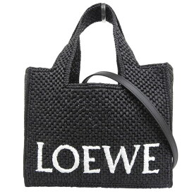 【中古】 ロエベ LOEWE フォントトート スモール 2WAY ハンドバッグ ショルダーバッグ ラフィア/レザー ブラック A685B59X01 新入荷 OB2706
