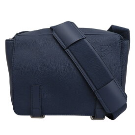 【中古】 ロエベ LOEWE ミリタリーメッセンジャー ショルダーバッグ 斜め掛けショルダー レザー ネイビー 新入荷 OB2707