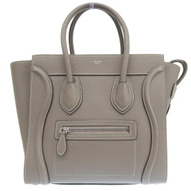 【中古】 セリーヌ CELINE ラゲージ マイクロショッパー ハンドバッグ レザー グレージュ 新入荷 OB2713