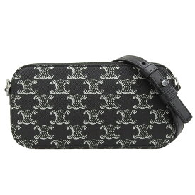 【中古】 セリーヌ CELINE ホリゾンタルポーチ トリオンフ ショルダーバッグ レザー ブラック/シルバー 10L272EV5 新入荷 OBB0650