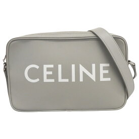 【中古】 セリーヌ CELINE ミディアムメッセンジャー ロゴ ショルダーバッグ レザー グレー 新入荷 OB2865