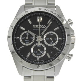 【中古】 セイコー SEIKO メンズ クォーツ クロノグラフ 腕時計 SS ブラック文字盤 SBTR013 美品 新入荷 OW0500