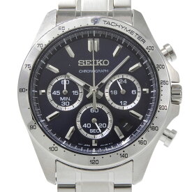 【中古】 セイコー SEIKO メンズ クォーツ クロノグラフ 腕時計 SS ダークブルー文字盤 SBTR011 美品 新入荷 OW0501