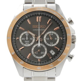 【中古】 セイコー SEIKO メンズ クォーツ クロノグラフ 腕時計 SS/GP ブラウン文字盤 SBTR026 美品 新入荷 OW0504