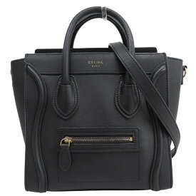 【中古】 セリーヌ CELINE ラゲージ ナノショッパー 2WAYバッグ ハンドバッグ ショルダーバッグ レザー ブラック 新入荷 OB2985