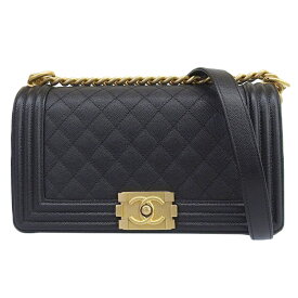 【中古】 シャネル CHANEL ボーイシャネル マトラッセ ショルダーバッグ キャビアスキン ブラック A67086 29番台 美品 新入荷 CH0918