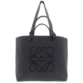 【中古】 ロエベ LOEWE アナグラム トートバッグ 2WAYバッグ キャンバス/レザー グレー 新入荷 OB1511