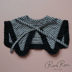 [Ron Ron Baby & Mom] 11.baby triangle ribbon (black gingham×lace) X^C xr[X^C 悾ꂩ ru  xr[ ̎q j̎q  Ԃ LbY q H Mtg oYj oX