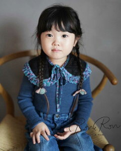 [Ron Ron Baby & Mom] [] 12.quilted frill collar (black quilt×blue liberty print) X^C xr[X^C 悾ꂩ ru  xr[ ̎q j̎q 킢 Ԃ LbY q Mtg oYj 