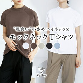 30%OFFクーポン対象品★ モックネック フレンチスリーブ Tシャツ カットソー 無地 上品 清楚 カジュアル 春 夏 / レディース 半袖 トップス ゆったり ハイネック フレンチ オフィスカジュアル きれいめ 黒 白 茶色 水色 カーキ ホワイト ブラック ブラウン ライト