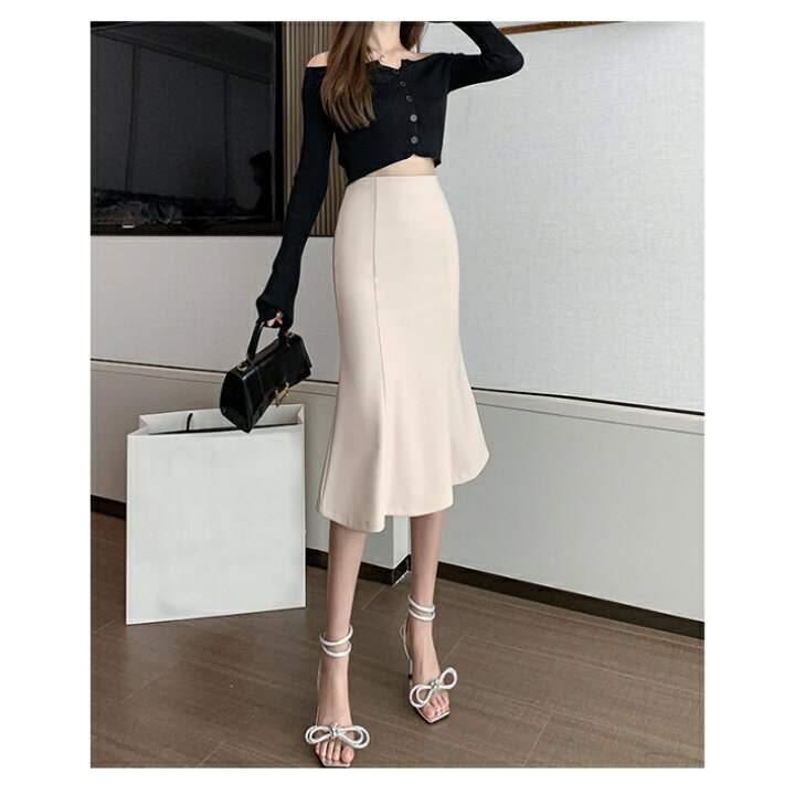 楽天市場】クーポンでお得!!無地 ストレッチ マーメイド スカート  