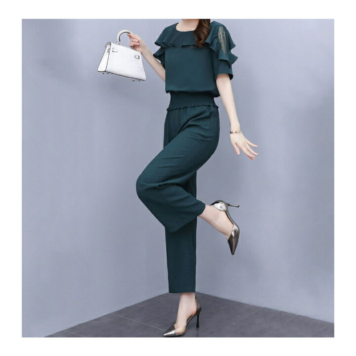 楽天市場】店内SALE!! フリルショルダー セットアップ 半袖 ツーピース  