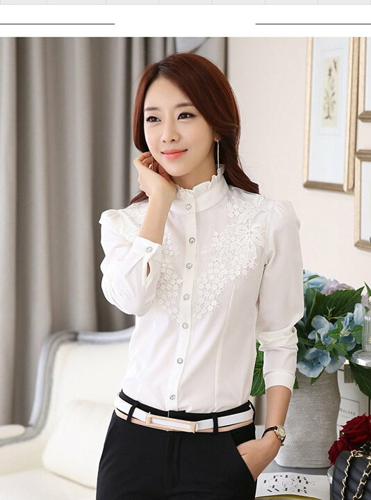 楽天市場 花柄 刺繍 立ち襟 フリル ブラウス フォーマル 長袖 シャツ 白 ホワイト 黒 ブラック 刺繍ブラウス レース 襟付き レディース トップス 裏起毛 オフィス 制服 事務服 式 会 スタンドカラー 上品 エレガント 詰襟 シフォン 大きい おおきい サイズ