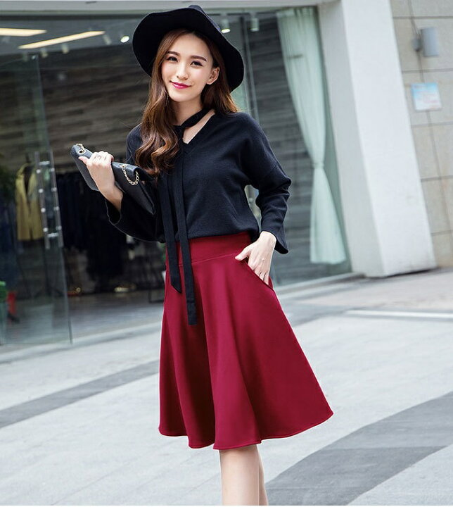 楽天市場】フレアスカート 秋冬 Aライン 上品 清楚 ひざ丈 ハイ  