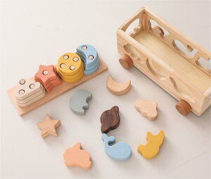 立体パズル 型はめ スタッキング 形合わせ はめ込み 玩具 モンテソッリー 棒通し 積み木 木製の車おもちゃ 子供 1歳 2歳 3歳 男の子 女の子 誕生日プレゼント 赤ちゃん 形状認識 早期開発 指