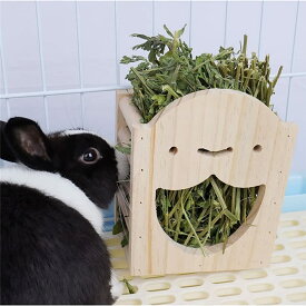 ウサギ 牧草ボックス うさぎ エサ入れ 牧草スタンド うさぎ牧草フィーダー 干し草ラック フードボウル 牧草入れ 干し草フィーダー 小動物用 木製 固定 餌入れ ケージ チモシー入れ 牧草フィーダー かじり木 エサ入れ 食器 安定 安全 健康