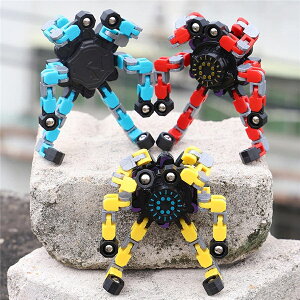 3 Pcs 多機能おもちゃ指先スピナートップおもちゃ クールなフィジェットスピナー 変形可能な指先ジャイロ 子供のDIY変形可能なフィジェットロボット 感覚フィジェットおもちゃ ハンドスピ