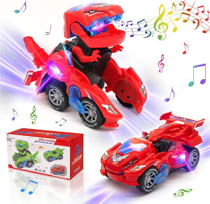 恐竜 変形ロボット 車 おもちゃ 恐竜恐竜の車 一体型 自動変形 変形おもちゃ 変身LED車 光音付き 電動RCカー おもちゃの車を歌う 子供のおもちゃ ライト音楽 ギフト 人気 無線操作 贈り物 誕