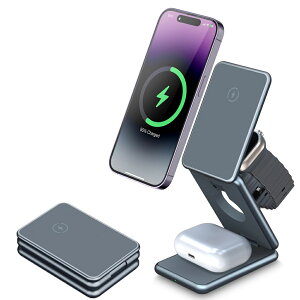 y܂ݎ3in1[dzMagSafeΉ CX[d ő15W }[d iPhone/AirPods/Apple WatchΉ X}zX^h@\t