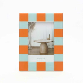 アプリクス フォトフレーム チェック ブルー＆オレンジ おしゃれ 写真立て フォトスタンド プレゼント ギフト まとめ買い