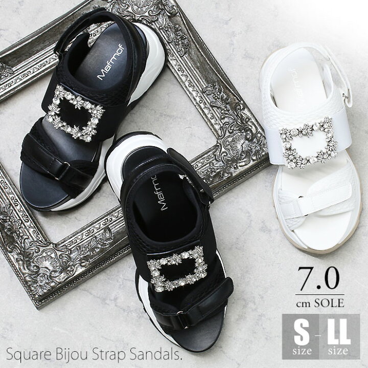 楽天市場】スクエアビジュー サンダル 厚底 ストラップ スポーツ  