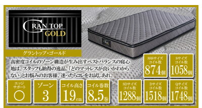 圧倒的なコイル数!魅力的な体圧分散性!寝心地にこだわり抜いたマットレス【GranTop(グラントップ)】