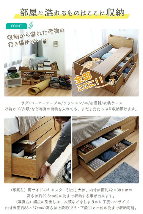 楽天市場】【楽天1位】【フレームのみ】 大容量収納 オムニア ベッド 