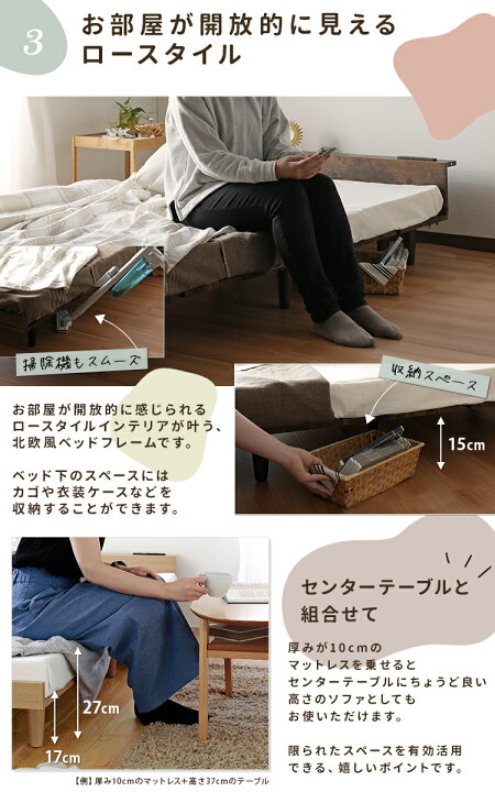 楽天市場】【楽天1位】【薄型マットレスセット】 北欧風 ローベッド 