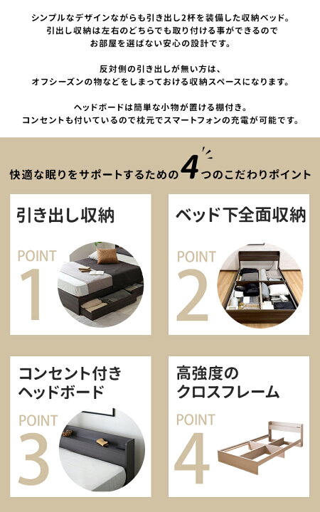 楽天市場】【楽天1位】【マットレスセット】収納ベッド セミダブル 