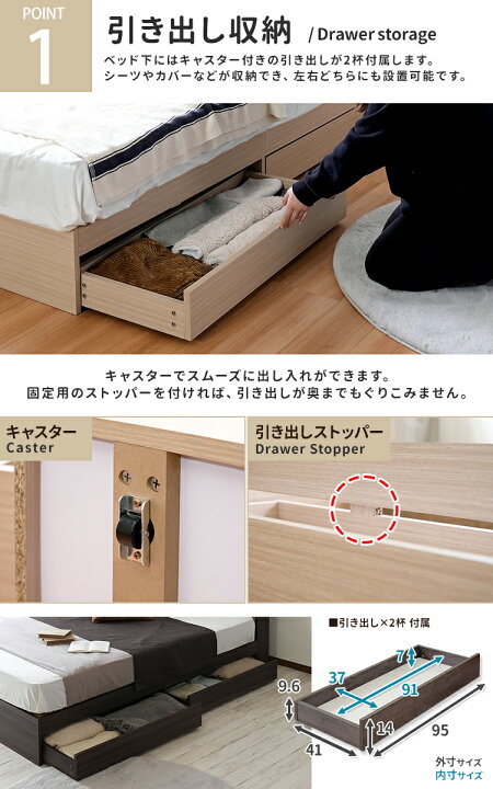 楽天市場】【楽天1位】【マットレスセット】収納ベッド セミダブル 
