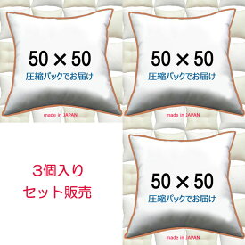 【3個セット販売】【送料無料】ヌードクッション 50×50cmクッション中身 クッション中材クッション本体 Pillow Insertクッションカバー用本体 Cushion　50x50