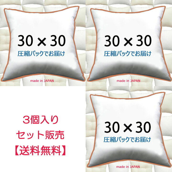 楽天市場】ヌードクッション 3個セット販売クッション中身 30×30 