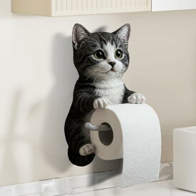 かわいい猫のトイレットペーパーホルダー、壁掛け式ロールラック、動物 ペーパーホルダー、トイレットペーパーストッカー、動物のバスルーム装飾トイレットペーパーホルダースタンド、可愛らしいデザインのロールラック バスルーム用 壁掛けディスペンサー 家庭やRV