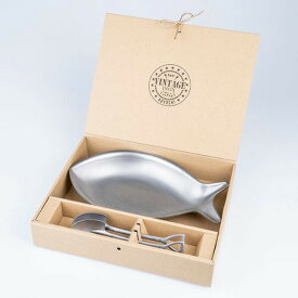 青芳 VINTAGE INOX ヴィンテージイノックス フィッシュプレートセット 2人用 スコップ 202193 アウトドア おしゃれ 食器洗浄機対応 カトラリー プレゼント 皿 ステンレス