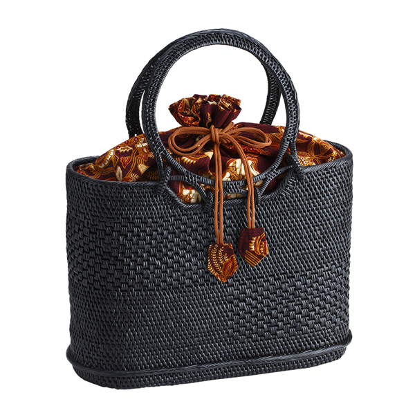 バリ島で作られる希少なバッグ 高品質 プランドゥ オリジナルブラックタイプ （お得な特別割引価格） ナルミニさんのアタバッグ
