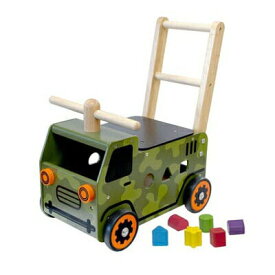 エデュテ　I'mTOY　ウォーカー＆ライド　アーミートラック　IM-87850　アイムトイ　木のおもちゃ　知育玩具